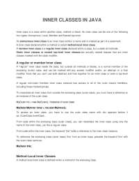 INNER CLASSES IN JAVA