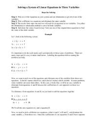 Solving a System of Linear Equations in Three Variables