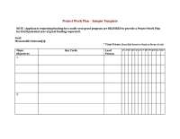 Project Work Plan – Sample Template