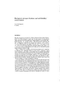 Biological nitrogen fixation and soil fertility maintenance