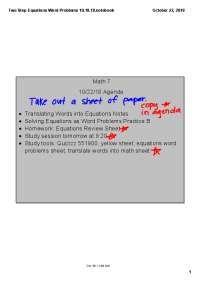 Two Step Equations Word Problems 10.19.18.notebook