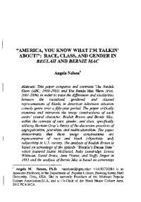 "AMERICA, YOU KNOW WHAT I'M TALKIN' ABOUT!": RACE, CLASS ...