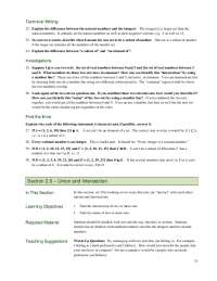 Section 2.5 – Union and Intersection