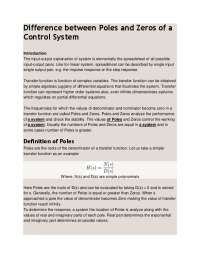 Difference between Poles and Zeros of a Control System