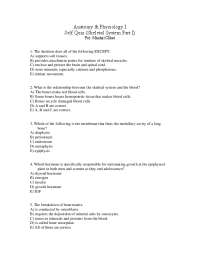 Anatomy & Physiology I Self Quiz (Skeletal System Part I)