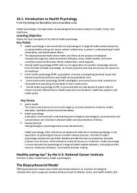 16.1: Introduction to Health Psychology