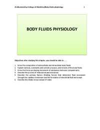 Body fluids physiology