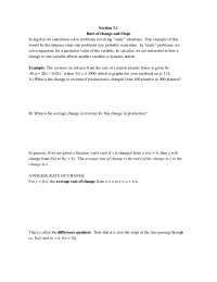 Section 3.1 Rate of change and Slope