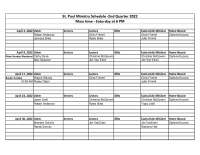 St. Paul Ministry Schedule -2nd Quarter 2022 Mass time