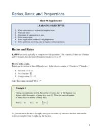 Ratios, Rates, and Proportions