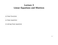 Lecture 3 Linear Equations and Matrices