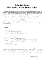 Using Substitution Homogeneous and Bernoulli Equations
