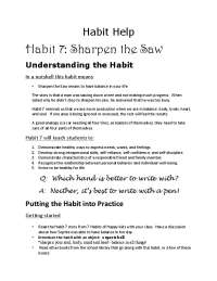 Habit 7: Sharpen the Saw