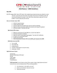 ACLS Review – 2020 Guidelines | CPR Consultants
