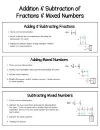 Addition & Subtraction of Fractions & Mixed Numbers