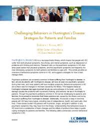 Challenging Behaviors in Huntington's Disease: Strategies for ...