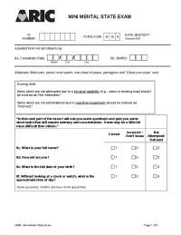 MINI MENTAL STATE EXAM