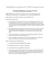SolidWorks Corporation: CSWA Sample Exam