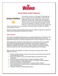 Wawa - Animal Welfare Position Statement