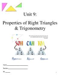Unit 9: Properties of Right Triangles & Trigonometry