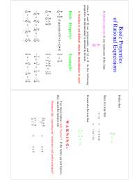Basic Propertiesof Rational Expressions