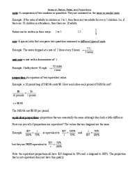 Notes on Ratios, Rates, and Proportions