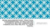 PRACTICAL CONSIDERATIONS TO HELP GIFTED ...