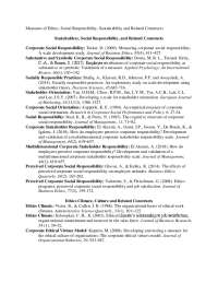 Measures of Ethics, Social Responsibility, Sustainability and ...