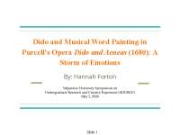 Dido and Musical Word Painting in Purcell's Opera Dido and ...