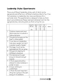 Leadership Styles Questionnaire and Analysis: A Guide to Effective Leadership