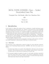 ROCK, PAPER, SCISSORS...Cheat — Verified Decentralized ...