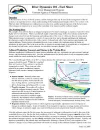 River Dynamics 101 - Fact Sheet
