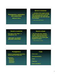 Phylogenetics, systematics and conservation Darwin's revolution ...