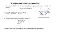 The Average Rate of Change of a Function