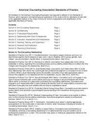 American Counseling Association Standards of Practice