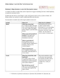 Worksheet 3. Major Symbols in Lord of the Flies (teacher ...