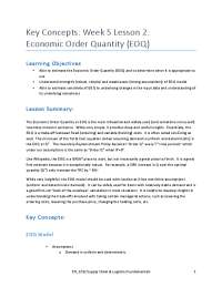 Week 5 Lesson 2: Economic Order Quantity (EOQ)