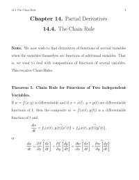 Chapter 14. Partial Derivatives 14.4. The Chain Rule