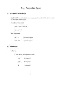 5.1A Polynomials: Basics
