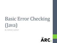 Basic Error Checking (Java)