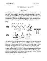 SOLUBILITY & MISCIBILITY