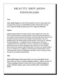 BEAUTY REWARDS PROGRAMS