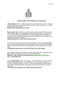 Human rights: Some definitions and quotations Sheet S1