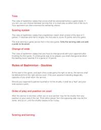 Rules of Badminton - Doubles