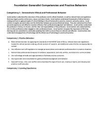 Foundation Generalist Competencies and Practice Behaviors