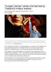 "Hunger Games" salute now banned by Thailand's military ...