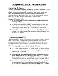 Using Evidence: Four Types of Evidence