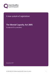 Mental Capacity Act Guidance