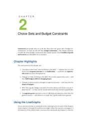Choice Sets and Budget Constraints