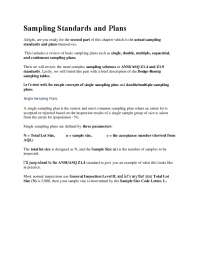 Sampling Standards and Plans